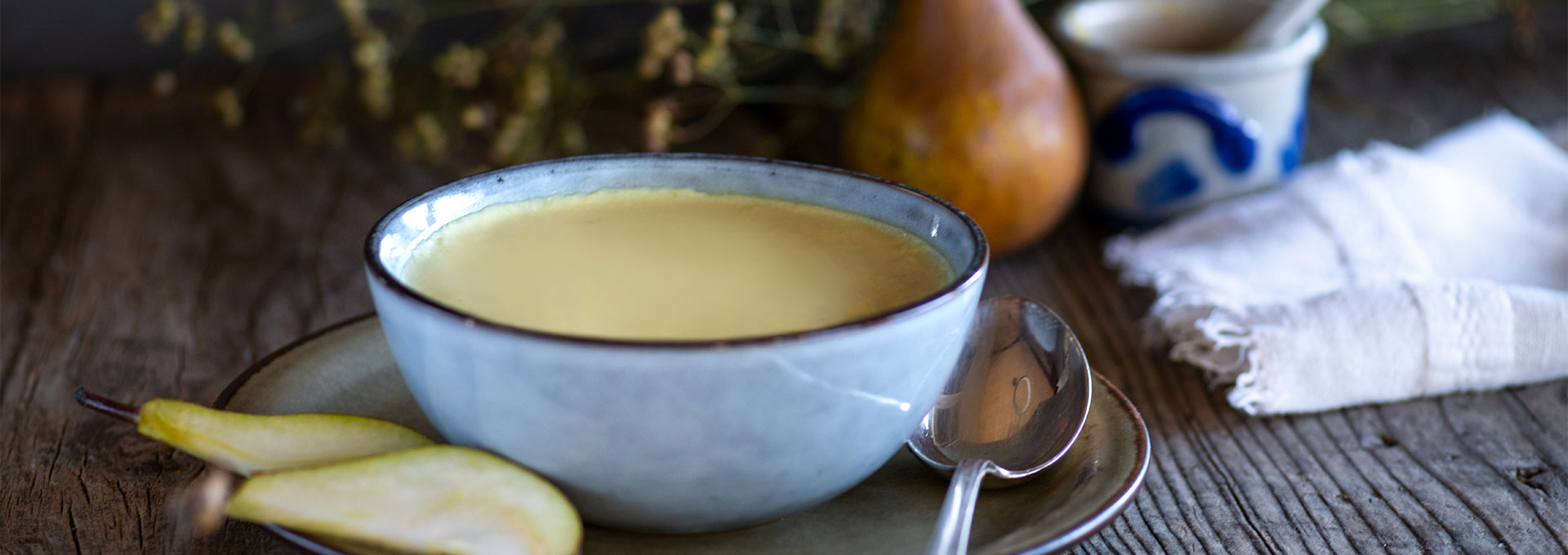 Soupe aigre-douce à la moutarde à la poire